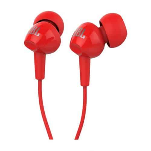 אוזניות ‏חוטיות כפתור כולל מיקרופון JBL C100SI צבע אדום