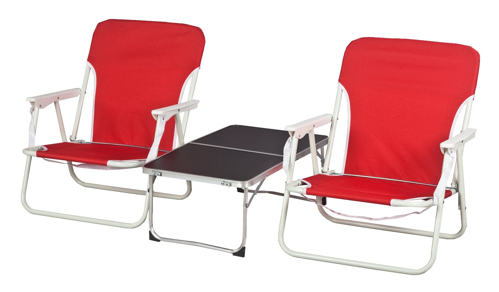 זוג כסאות פיקניק וחוף בצבע אדום