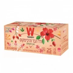 תה ויסוצקי ורד הבר והיביסקוס בקופסא 3.5 גרם 25 יח'